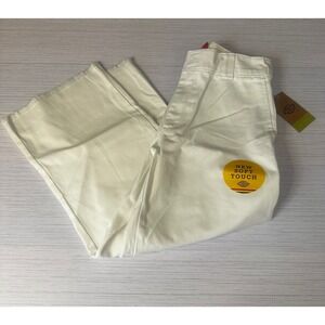 Dickies Womens Cropped Work Pants White High Rise Relaxed Fit Twill J5002OT 3/26